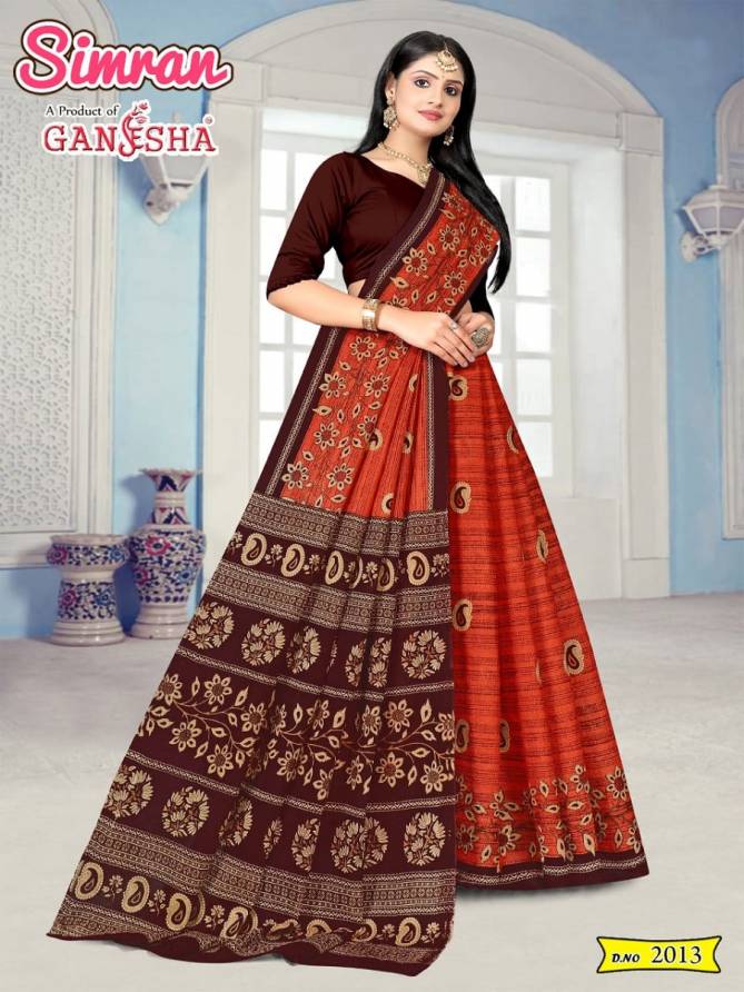 Simran Vol 2 By Ganesha Daily Wear Printed Cotton Sarees Catalog